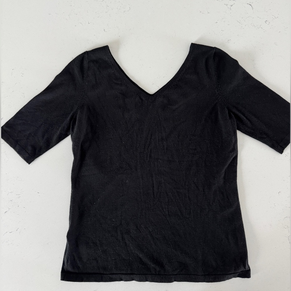 LOFT Black V-Neck Short Sleeve Top